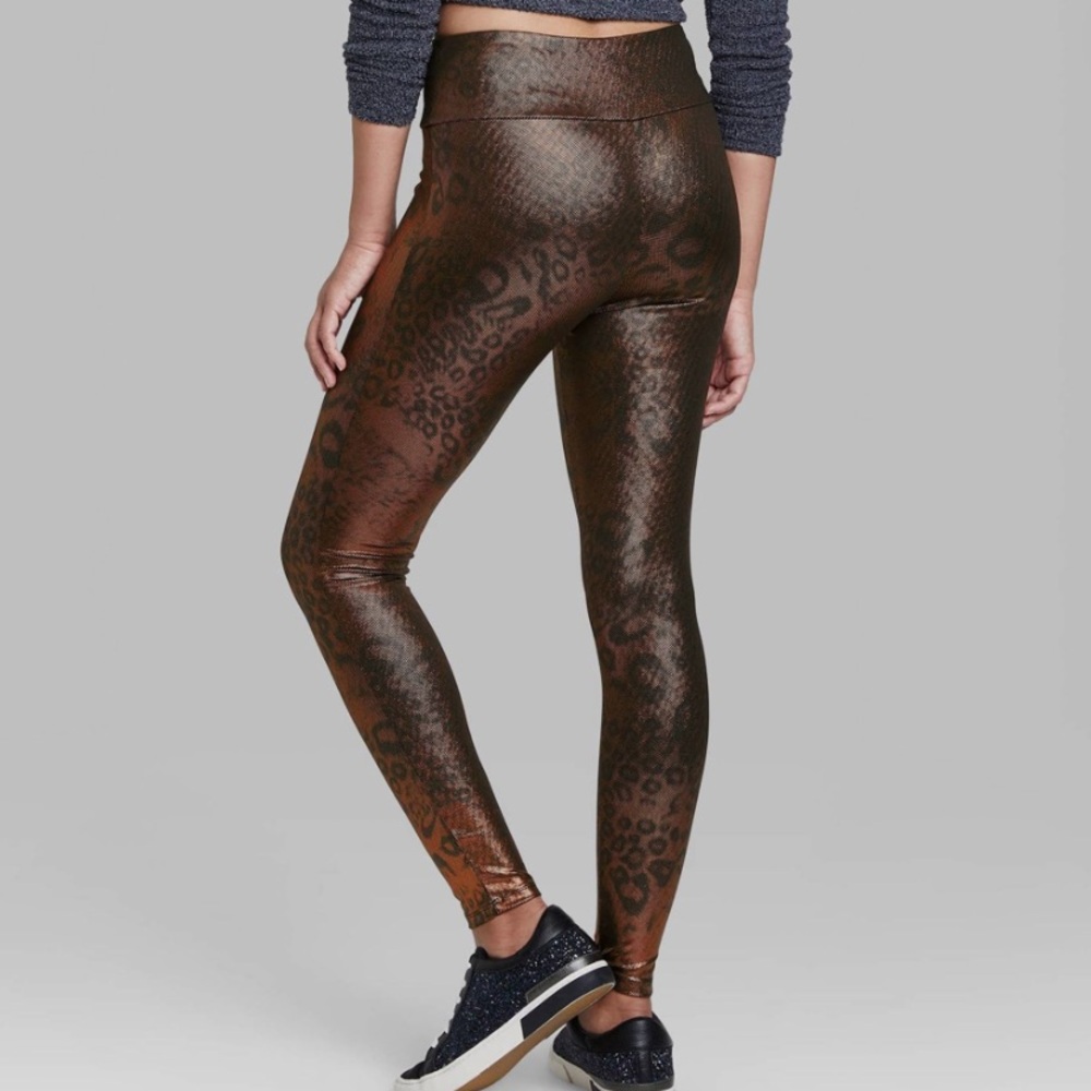 Wild Fable metallic bronze animal print pants